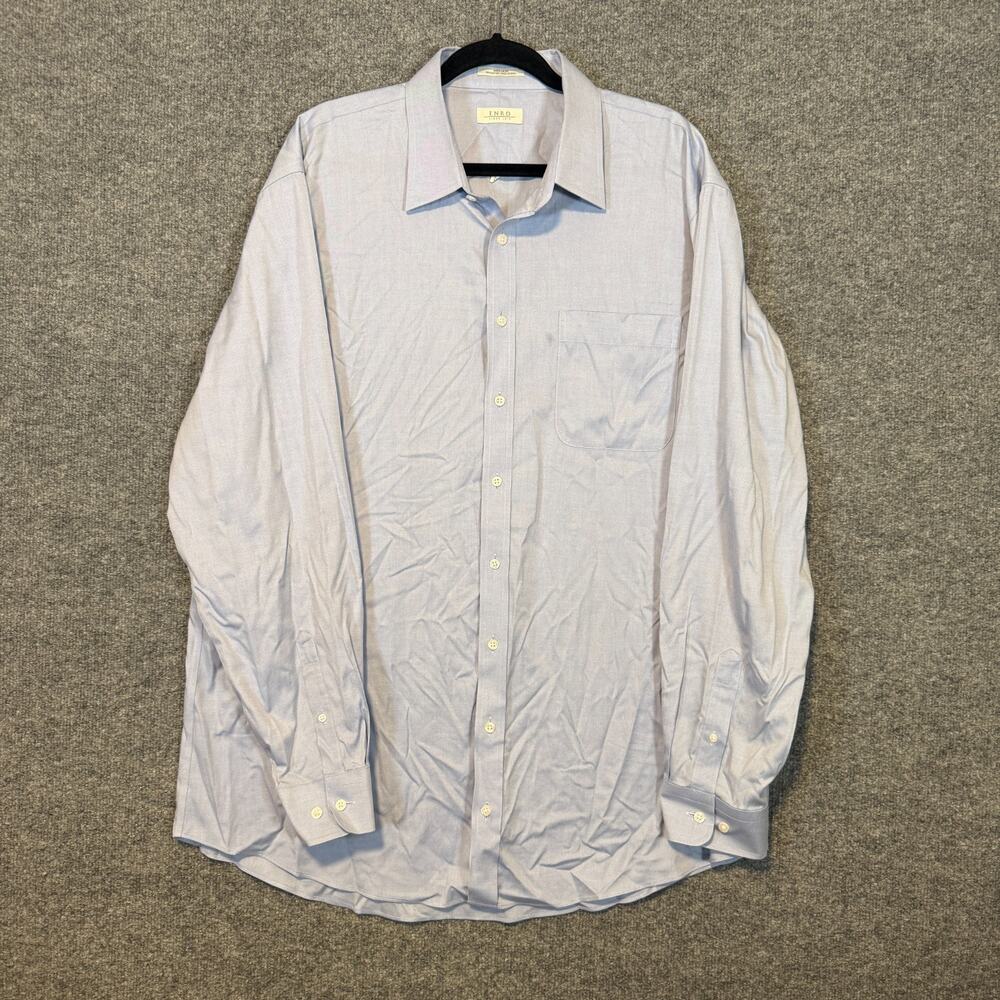 Enro‎ Shirt Mens 17.5 Tall Blue Button Up Long Sleeve Non-Iron Dress Shirt